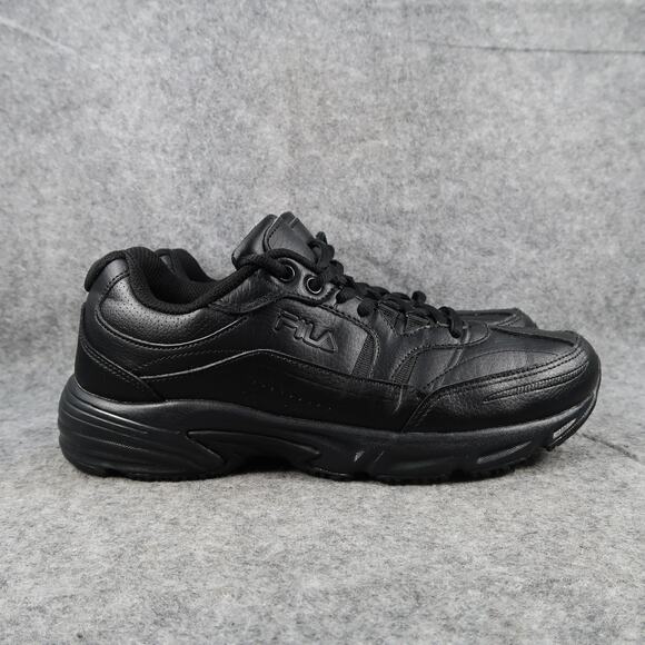 Fila Shoes Mens 8 Athletic Trainer Comfort Sneaker Black Leather Casual Active - Picture 1 of 12